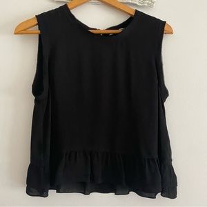Rebecca Minkoff 100% silk black ruffle crop top tank. Good condition.